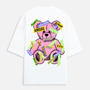 amore bunny | white and off white unisex oversized tee