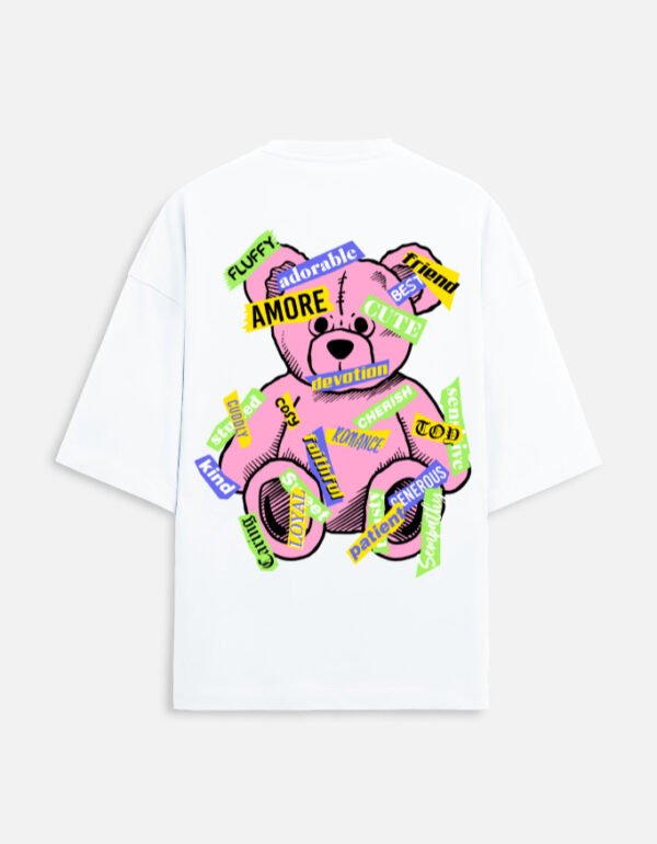 amore bunny | white and off white unisex oversized tee