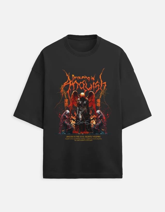 Drowning in Anguish | Black Unisex Oversized Tee - Image 2