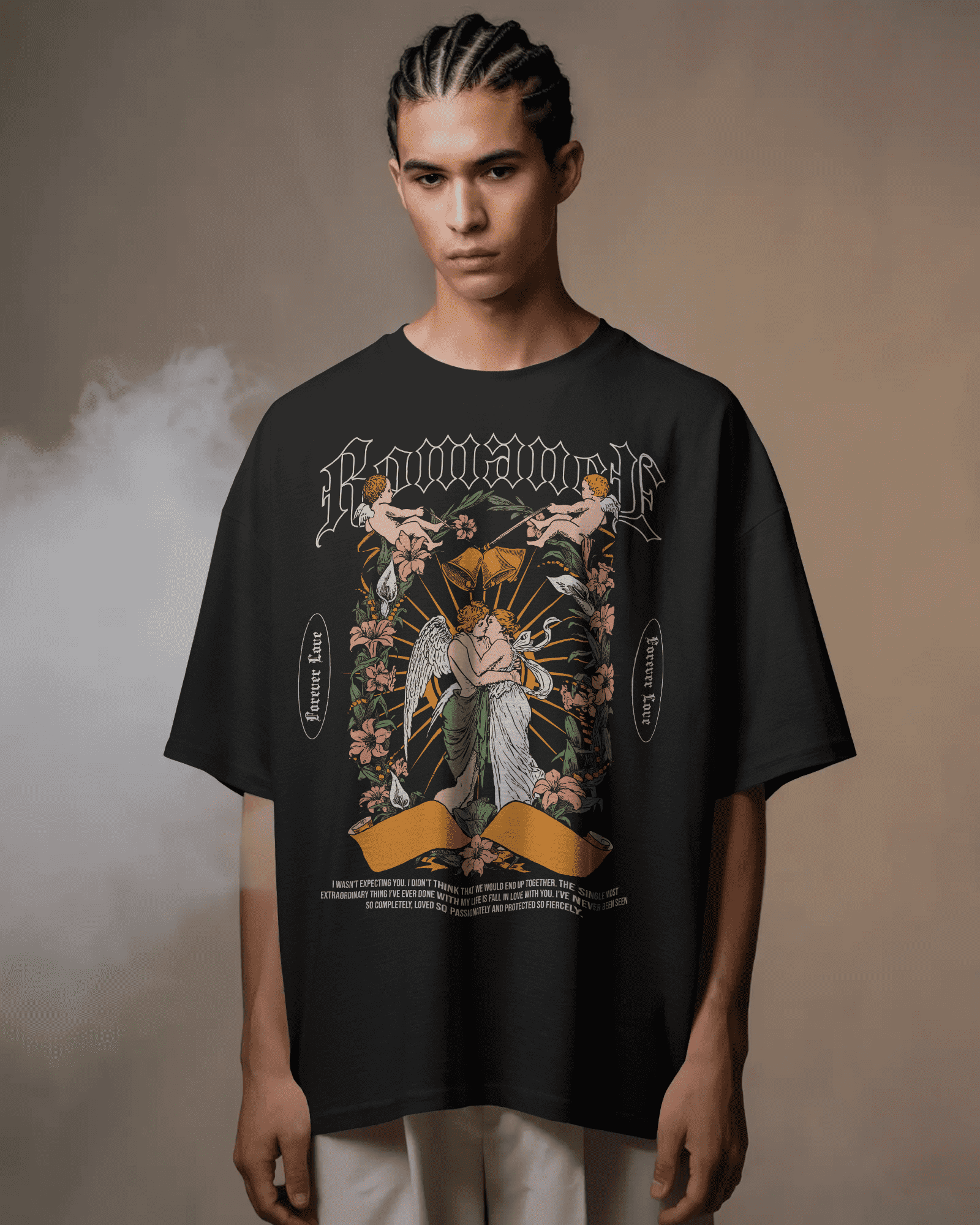 Romance Adam And Eve | Oversized Tee in Black