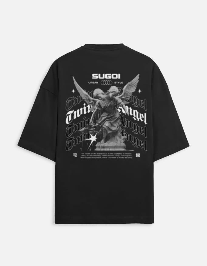 Twin Angels | Oversized Tee in Black