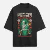 Caffeine Powers Activate | Oversized Tee in Black