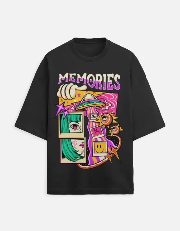 Milky way Memories |Black Unisex Terry Oversized Tee - Image 2