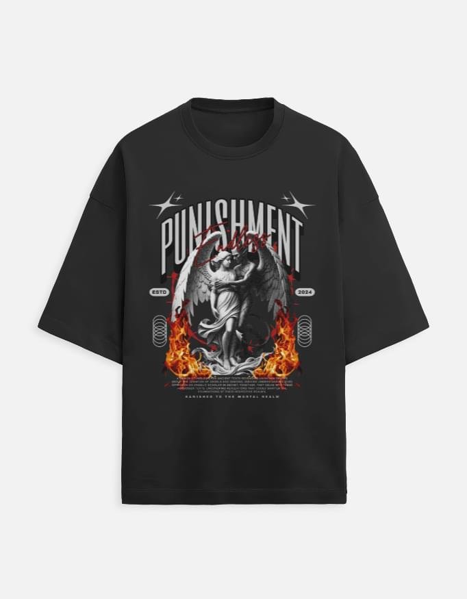 Eternal Punishment | Black Unisex Terry Oversized Tee - Image 4