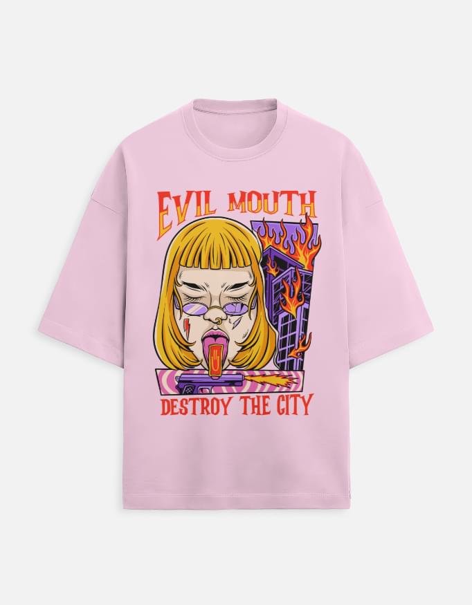Evil Mouth Destroy the city | Unisex Oversized Tee - Image 4