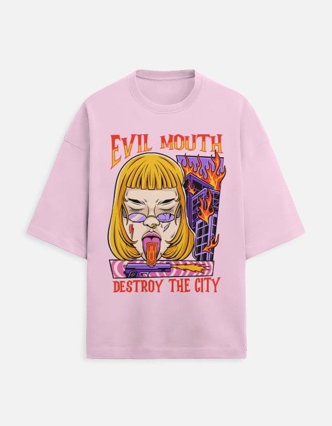 Evil Mouth Destroy the city | Unisex Oversized Tee