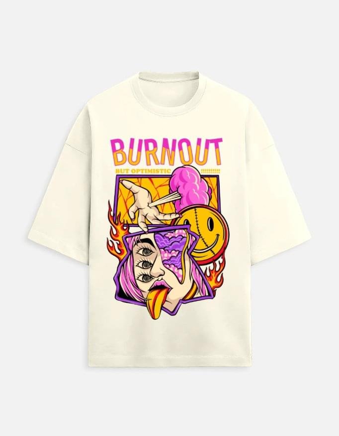 Burnout | Off white/beige Unisex Terry Oversized Tee