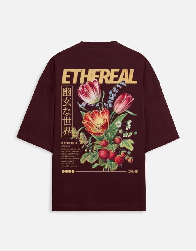 ethereal garden oversized tee – vintage botanica edition