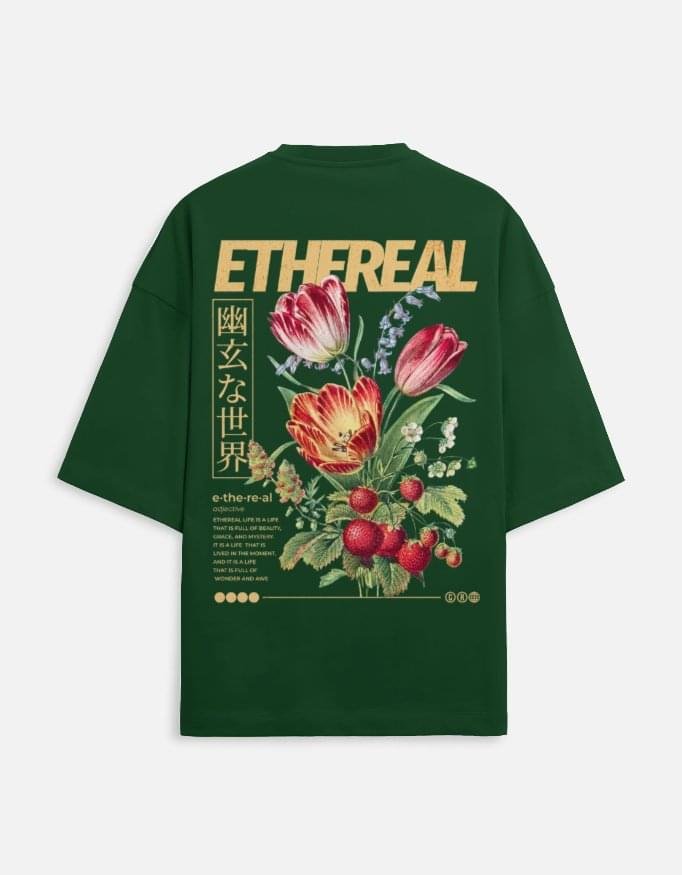ethereal garden oversized tee – vintage botanica edition