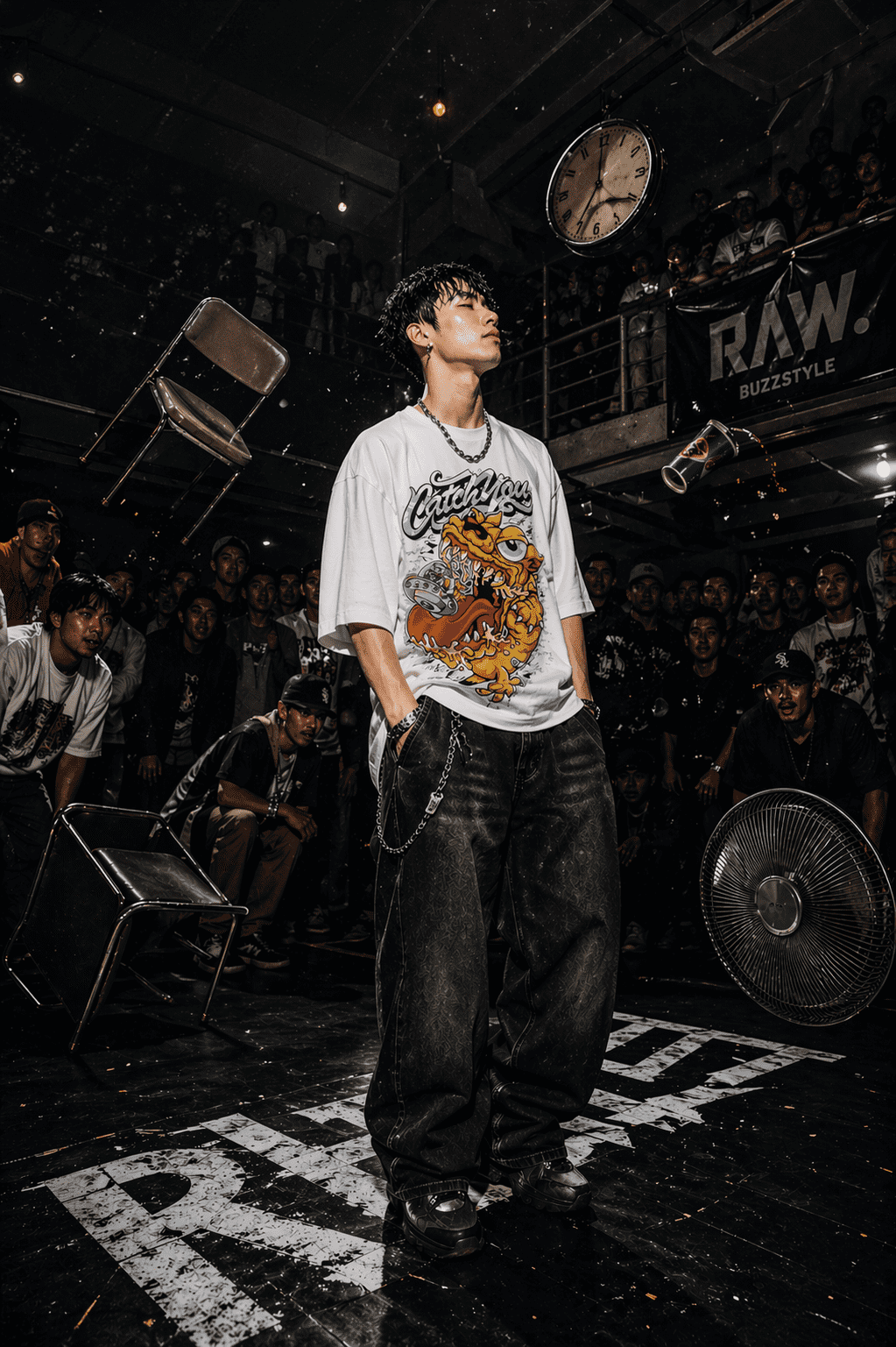 Catch You Space Bull Dog | Oversized Tee in Multicolor