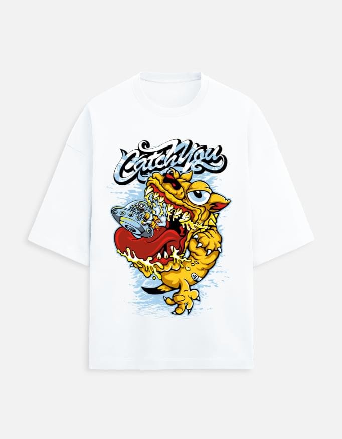 Catch You Space Bull Dog | Oversized Tee in Multicolor