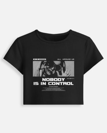 nobody is in control baby tee – monochrome gen z cropped top
